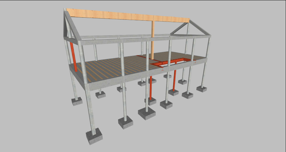 Structure porteuse d'une maison en blocs de chanvre